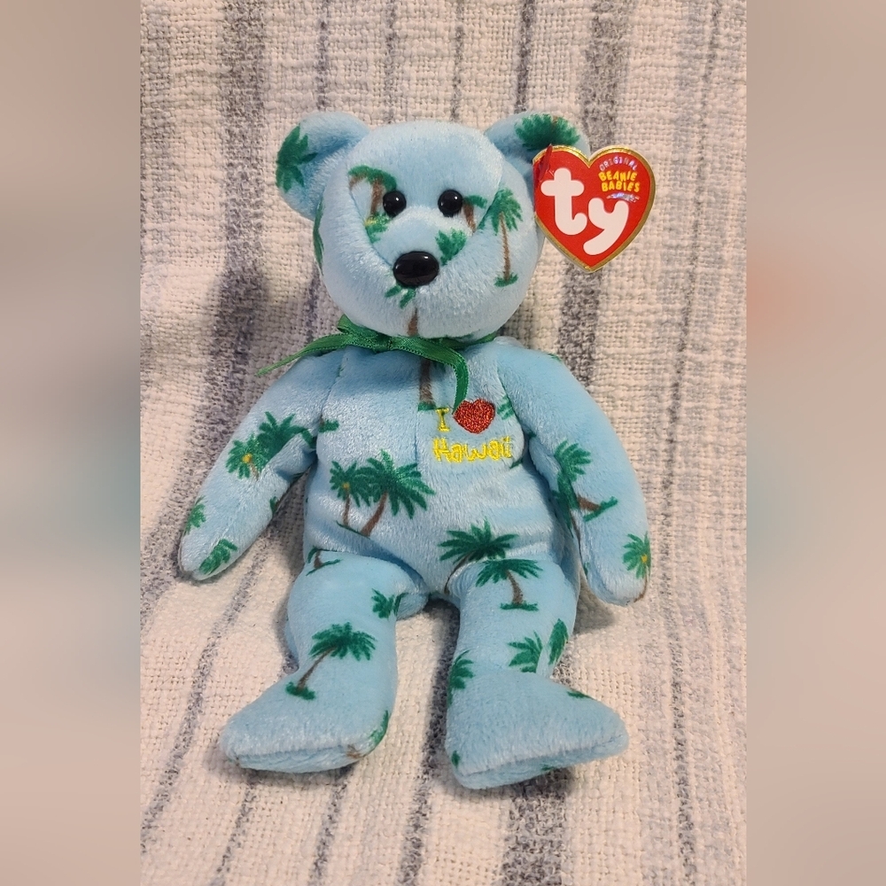 2004 I love ♡ Hawaii Bear - Ty Beanie Baby 💙